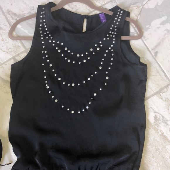 Sassy Black Satin Studded Dress - Picture 3 of 5